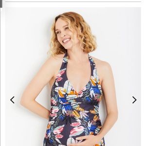 Motherhood Maternity ruched floral swimsuit